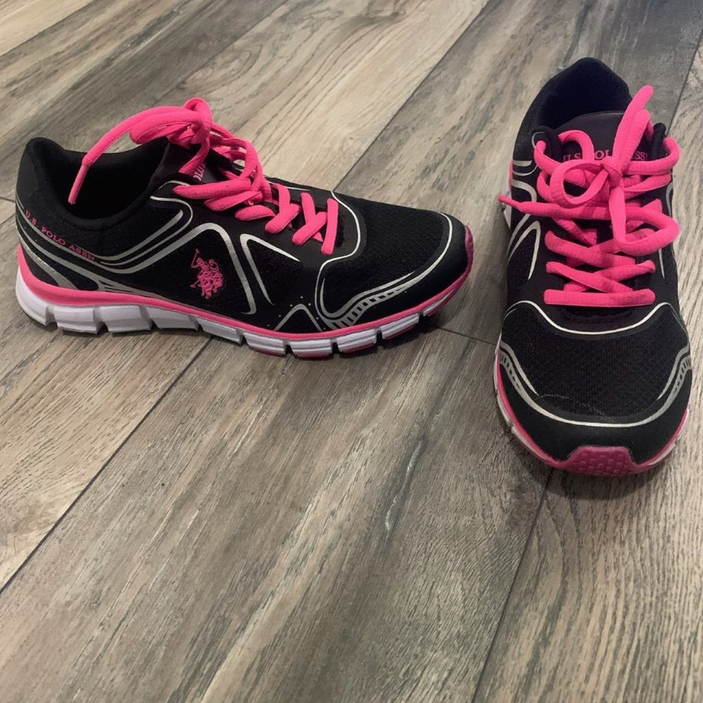 U.S.‎ POLO ASSN. BLACK/HOT PINK SNEAKERS 6.5